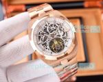 Copy Vacheron Constantin Rose Gold Skeleton White Dial Watch Men 42MM